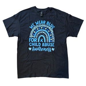 NWOT GRAPHIC TEE SHORT SLEEVE LARGE WE WEAR‎ BLUE FOR CHILD ABUSE AWARENESS